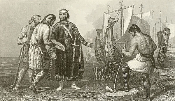 Alfred the Great constructing the first English Fleet (engraving)