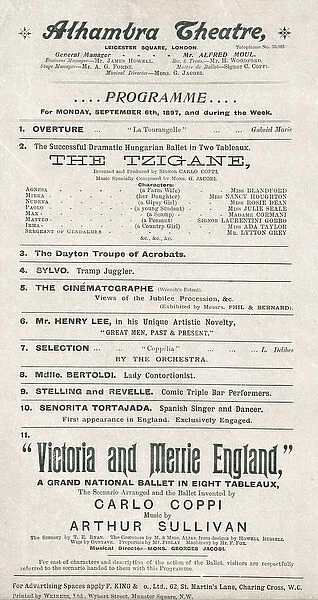 Alhambra Theatre programme, 1897 (engraving)