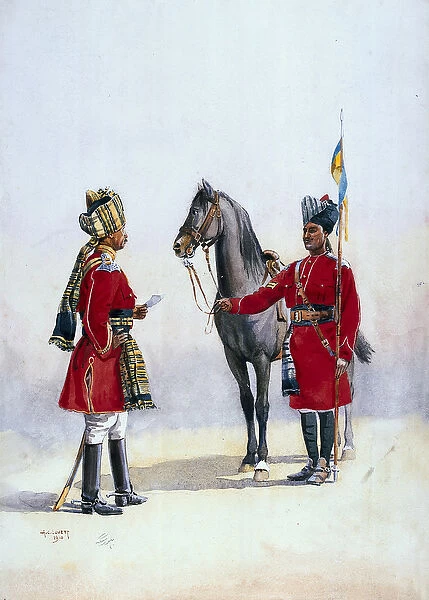 Alwar Lancers, Commandment and Chohan Rajput, illustration for Armies of India