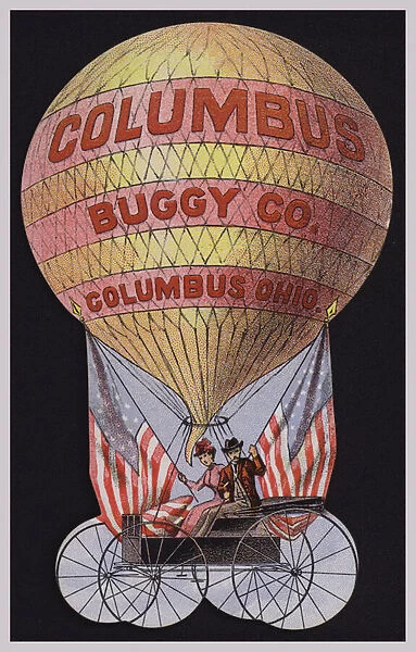 American trade card advertising the Columbus Buggy Company, Columbus, Ohio (chromolitho)