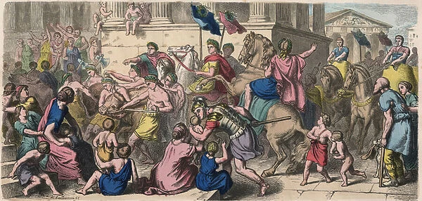 Ancient Rome: Procession (Pompa) to the games in the Circus - competitors procession
