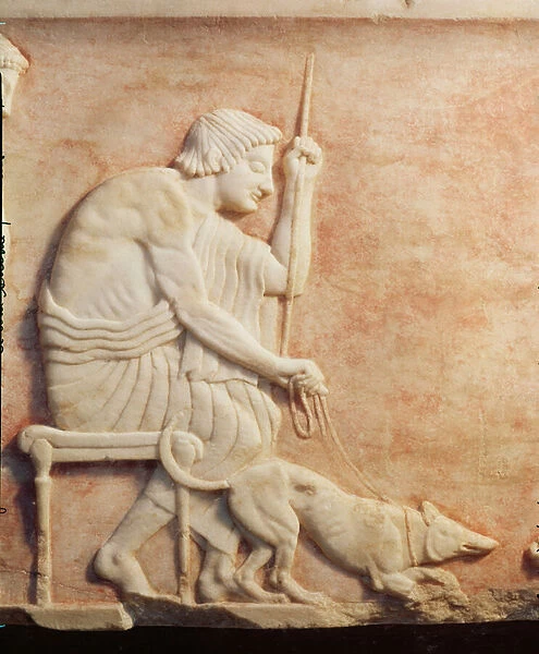 Animal baiting, relief from a statue base found in the Dipylon cemetery, Athens, c