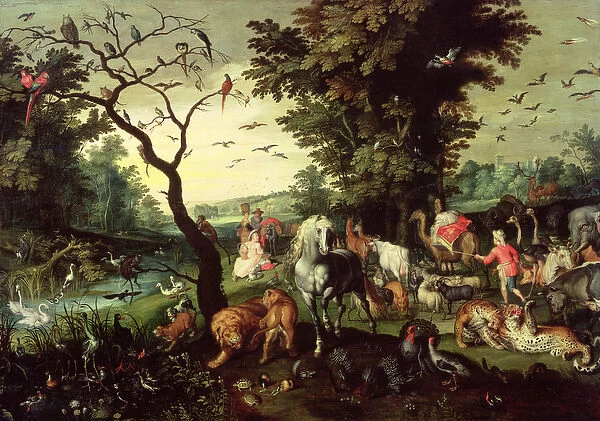 The Animals Entering Noahs Ark (oil on panel)