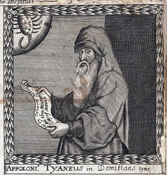 Apollonios de Tyane (ou Apollonius, 16-97) - Oeuvre anonyme, gravure, 1659 - (Apollonius of Tyana (From: The order of the Inspirati), Copper engraving, Anonymous) - Private Collection
