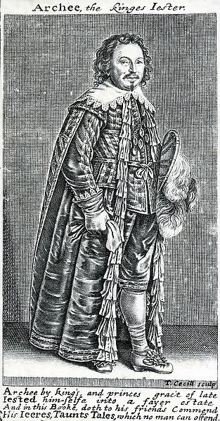 Archee, the kinges jester, a portrait of Archibald Armstrong, by Thomas Cecill, 1639-1640