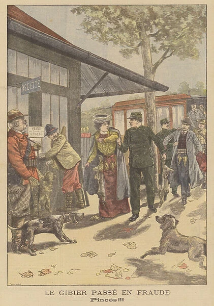 Arrest of two accomplices of poachers (colour litho)