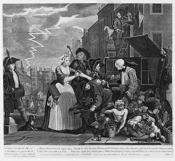 Arrested for Debt, plate V from A Rakes Progress, 1735 (engraving)