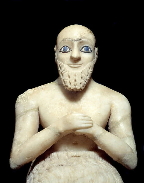 Art Mesopotamia: Statue of Intendant Ebih-il. Sculpture of albaster, shell