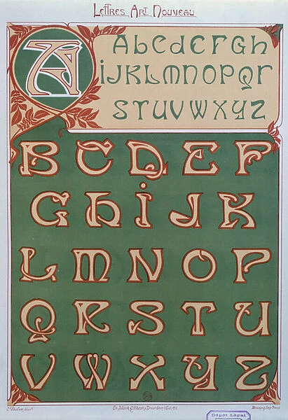 Art Nouveau Alphabet, 1903 (colour litho)