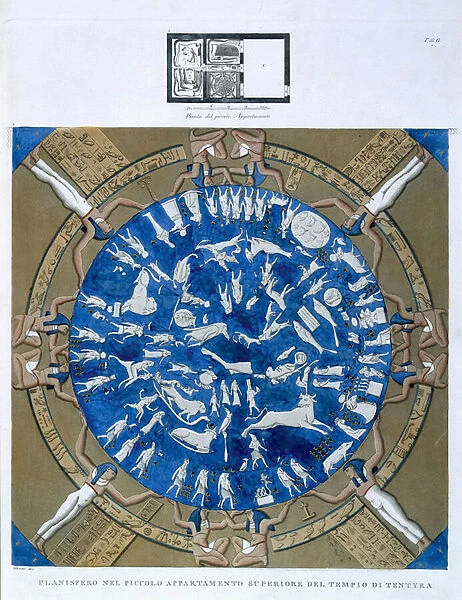 Astrological planisphere of the zodiac of Dendarah, from the ceiling of the chapel at