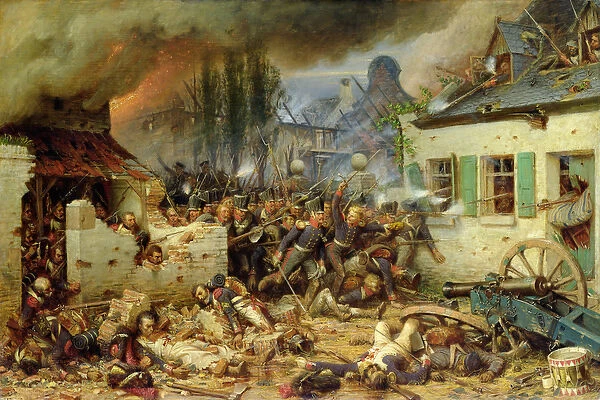 Attacking the Prussians in Plancenoit in the Battle of Waterloo, 1863 (oil on canvas)