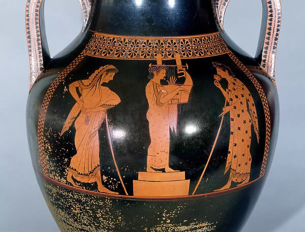 Attic red-figure amphora depicting a citharede performing in a musical competition, c