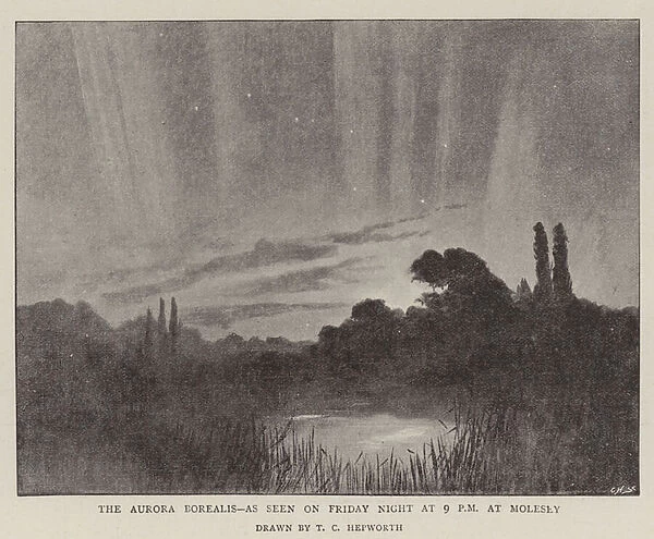 The Aurora Borealis, as seen on Friday Night at 9 PM at Molesey (litho)