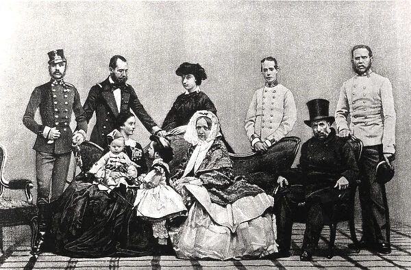 The Austrian Imperial Family, 1860 (engraving) (b  /  w photo)