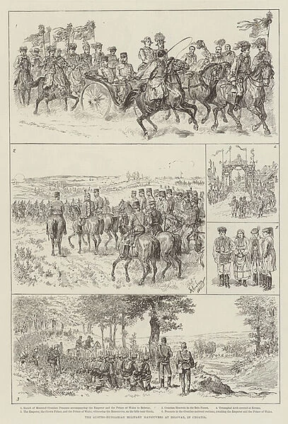 The Austro-Hungarian Military Manoeuvres at Belovar, in Croatia (engraving)