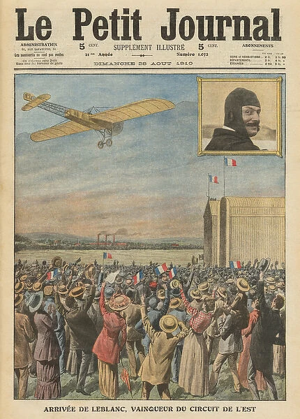 The aviator Alfred Leblanc arriving in Issy-les-Moulineaux, illustration from Le