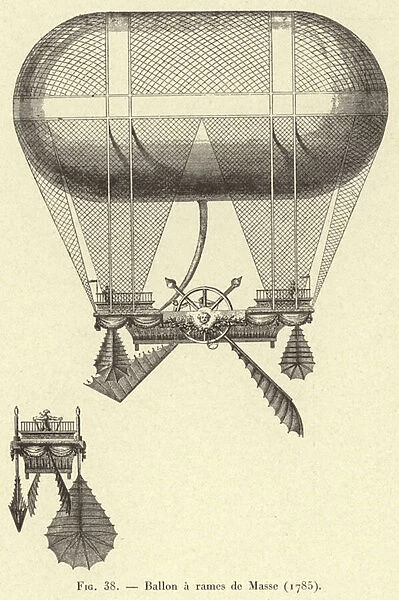 Ballon a rames de Masse (1785) (engraving)