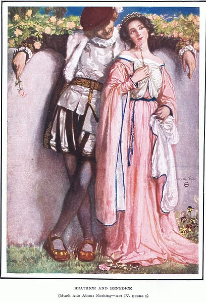 Beatrice and Benedick (Much Ado About Nothing), 1920s (colour litho)