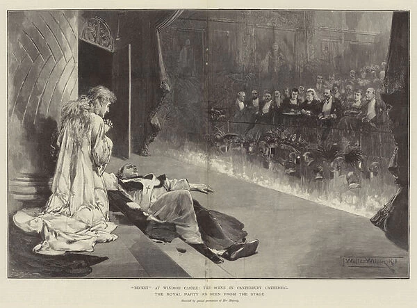 'Becket'at Windsor Castle, the Scene in Canterbury Cathedral, the Royal Party as seen from the Stage (engraving)