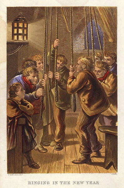 Bell ringers, Ringing In The New Year (colour litho)
