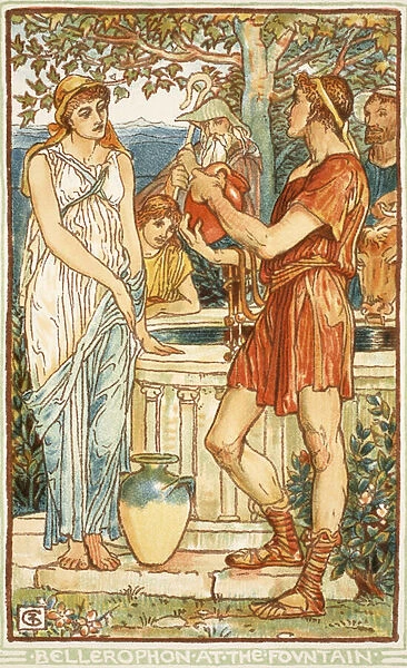 Bellerophon at the fountain, illustration from A Wonder-Book for Girls and Boys
