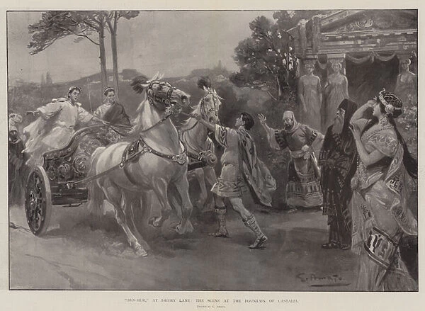 'Ben-Hur, 'at Drury Lane, the Scene at the Fountain of Castalia (litho)