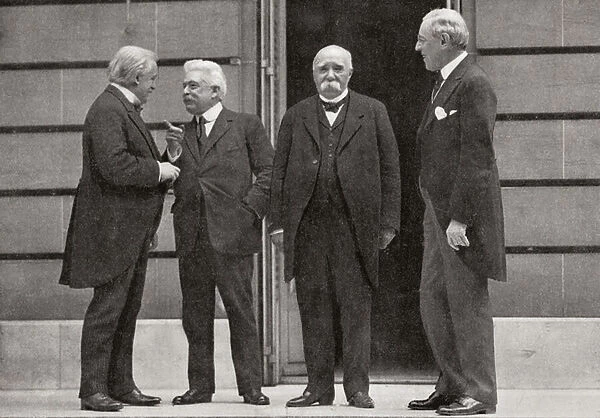 The 'Big Four'at Versailles, France during the peace treaty of 1919 at the end