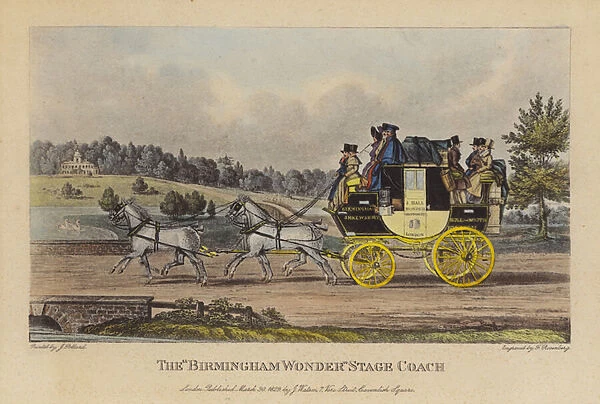 The 'Birmingham Wonder'Stage Coach (coloured engraving)