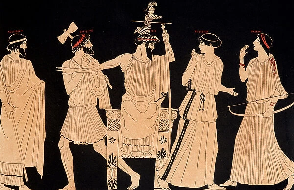 Birth of Athena coming out of the head of Jupiter (Zeus), painting found in Vulci, ed