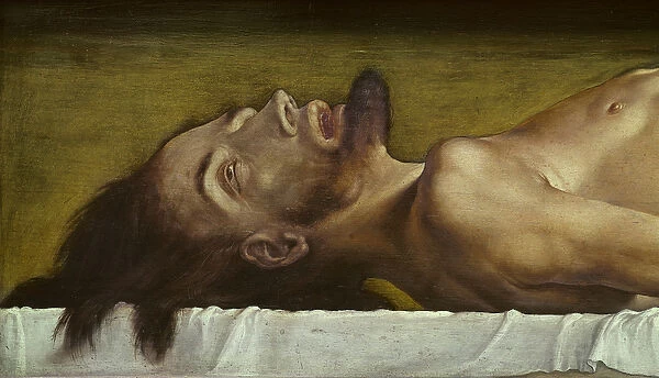 The Body of the Dead Christ, detail of the head, 1521 (tempera on limewood)