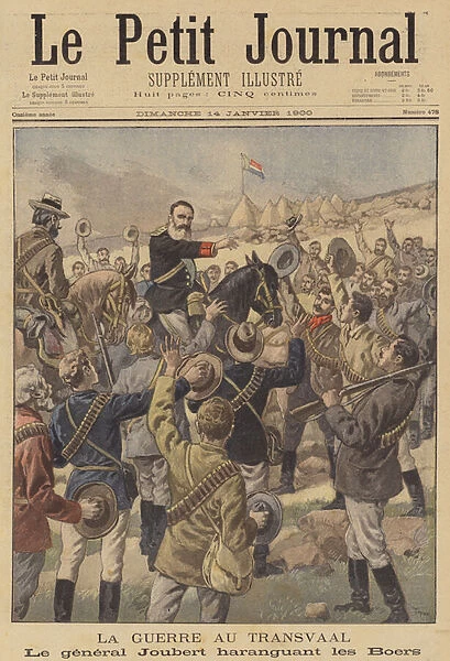 The Boer General Joubert addressing his troops (colour litho)