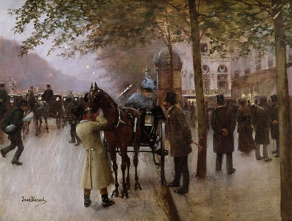 The Boulevards, Evening in Front of the Cafe Napolitain, late 19th century (oil