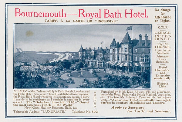 Bournemouth - Royal Bath Hotel (colour litho)