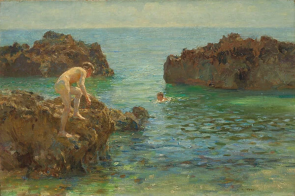 Boys bathing (oil on canvas)