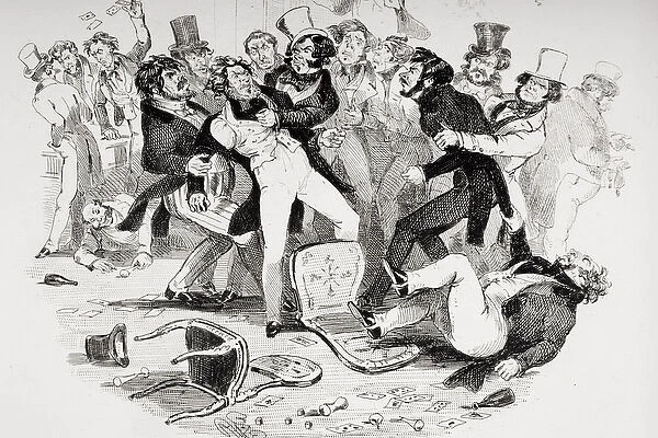 The last brawl between Sir Mulberry and his pupil, illustration from Nicholas