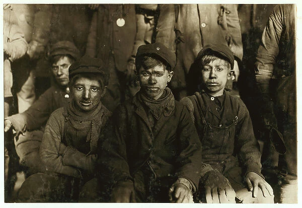 Breaker boys (who sort coal by hand) at Hughestown Borough Coal Co. Pittston, Pennsylvania