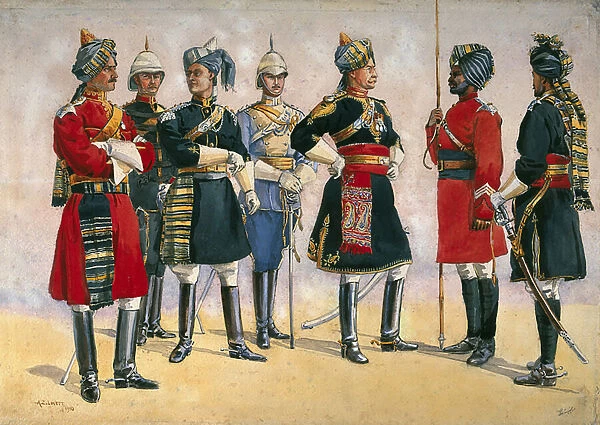 British Officers, Indian Army, illustration for Armies of India