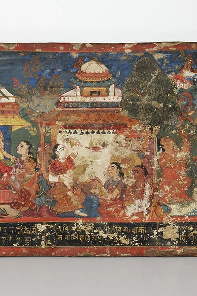 Detail from a Buddhist manuscript cover (opaque w  /  c on wood)