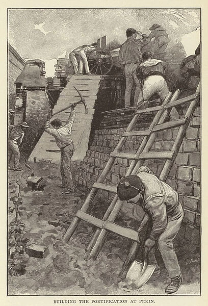 Building the Fortification at Pekin (litho)