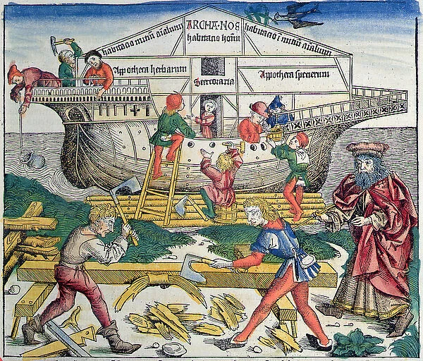 The Building of Noahs Ark, from the Nuremberg Chronicle by Hartmann Schedel