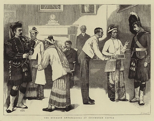 The Burmese Ambassadors at Edinburgh Castle (engraving)