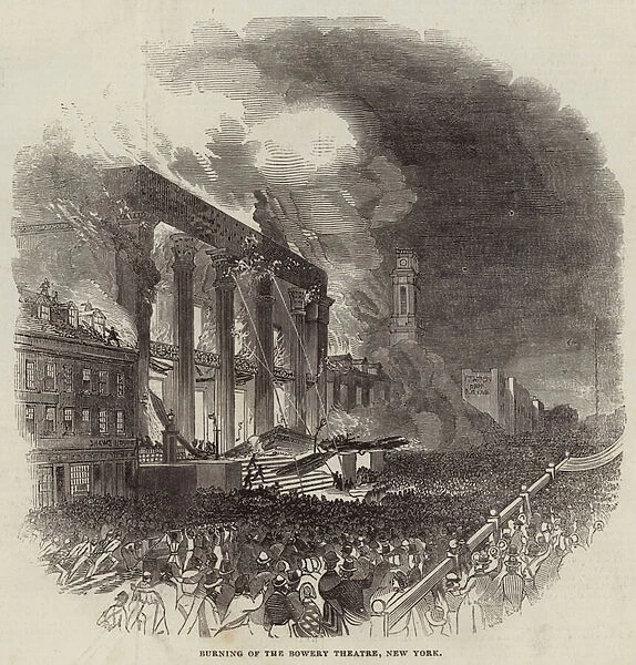 Burning of the Bowery Theatre, New York (engraving)