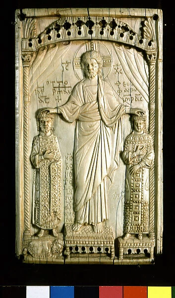 Byzantine Art: binding plate: Jesus Christ crowned Emperor Otton II (955-983