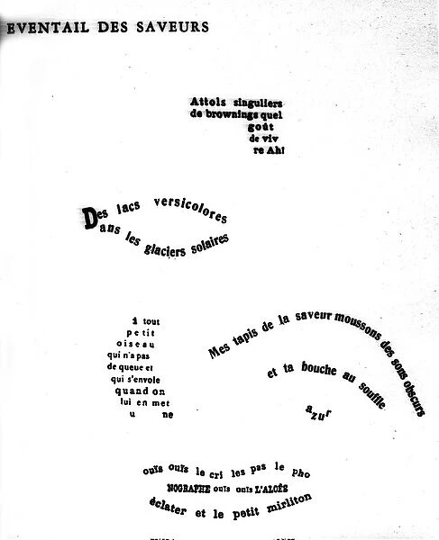 Calligram by Guillaume Apollinaire (1880-1918) depicting a face