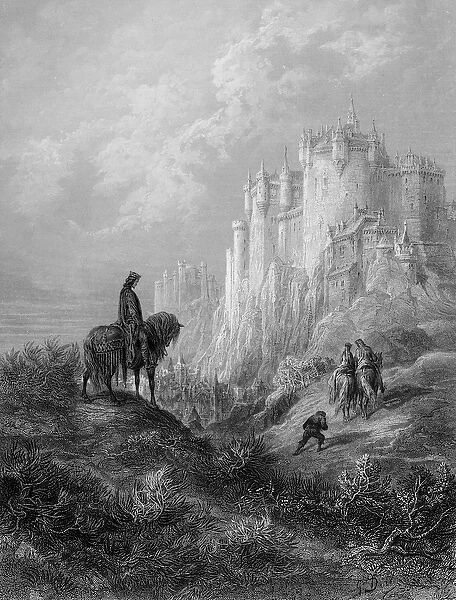 Camelot, illustration from Idylls of the King by Alfred Tennyson (litho)