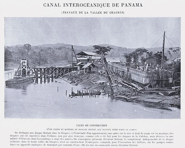 Canal Interoceanique De Panama, Travaux De La Vallee Du Chagres (b  /  w photo)
