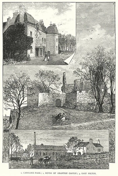 Caroline Park, Ruins of Granton Castle, East Pilton (engraving)