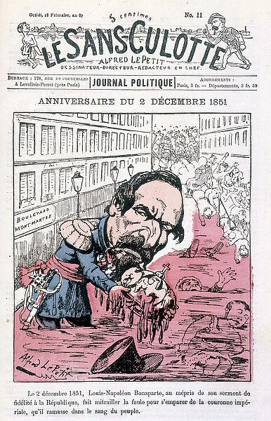 Cartoon on the coup d etat of Napoleon III of 2 December 1851 - in '