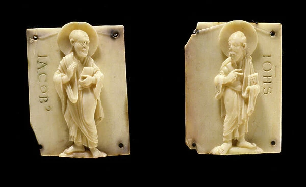 Carved ivory plates representing the Apotres Saint John and Saint James. 12th century