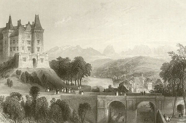 Castle of Pau, birthplace of king Henry IV (engraving)